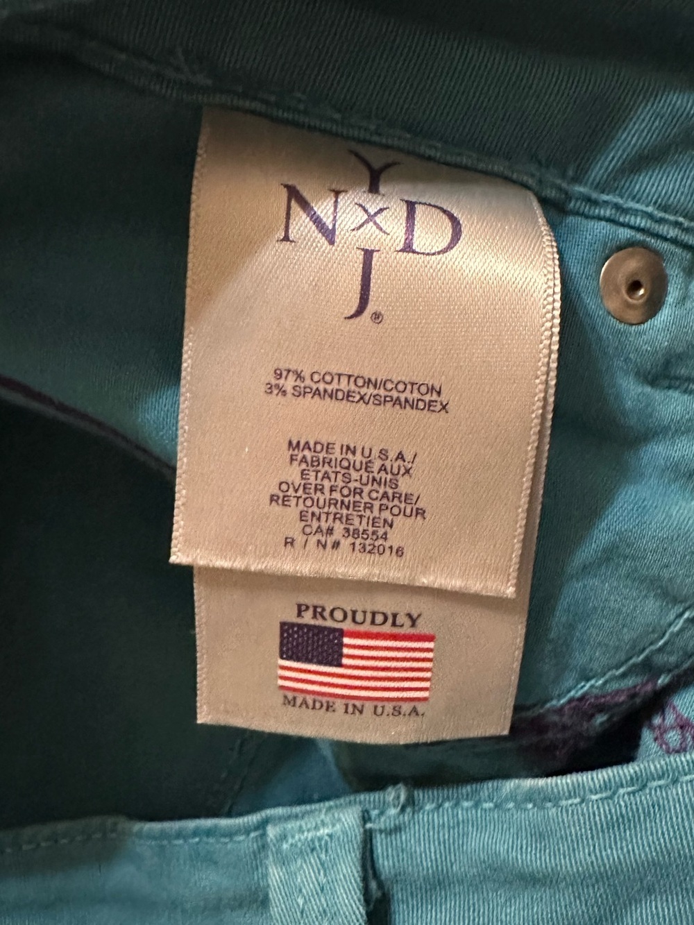NYDJ Lift Tuck Skinny Jeans Teal Turquoise Made USA Stretch Denim Women’s 8 - Picture 6 of 10